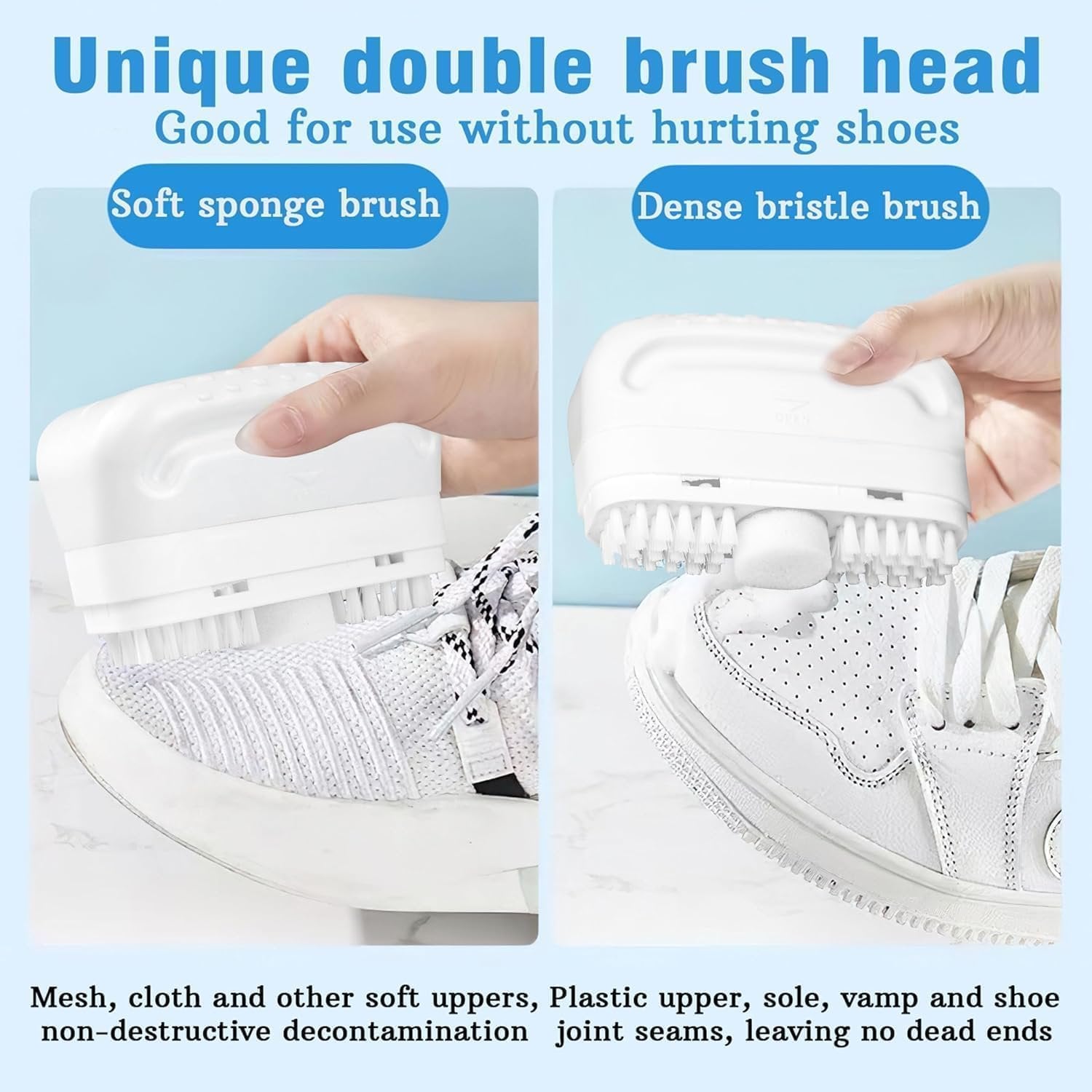 2 in 1 Shoe Cleaning Brush ? Dual-Sided Scrubber for Shoes, Sneakers & Soles, Soft Bristles & Hard Scraper for Deep Cleaning, Portable Shoe Care Tool