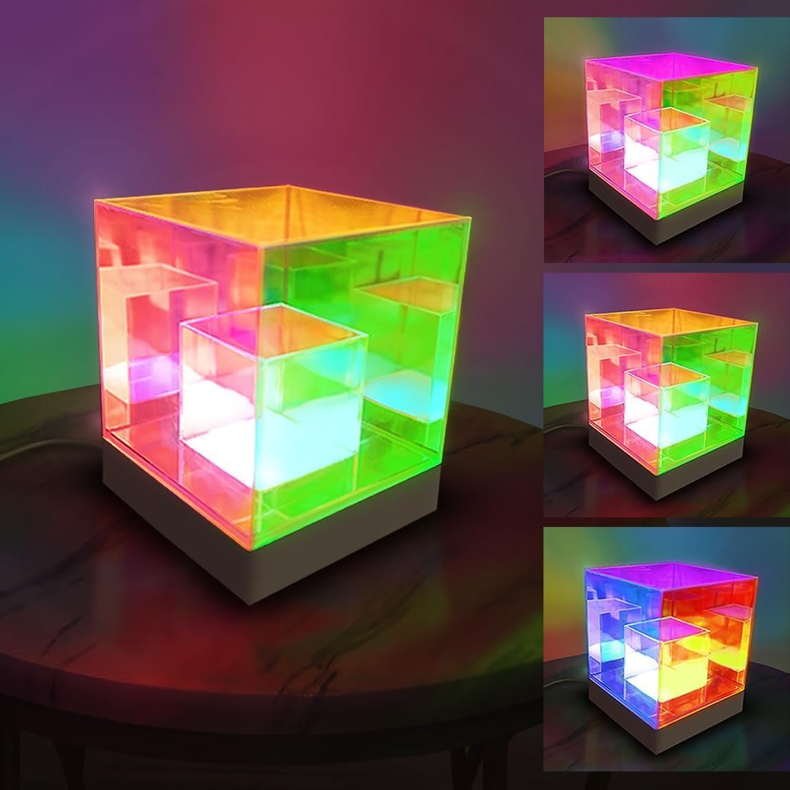 Infinity Cube Lamp ? LED Optical Illusion Light with 3D Mirror Effect, USB Powered Mood Light for Desk, Bedroom, Office & Home D?cor