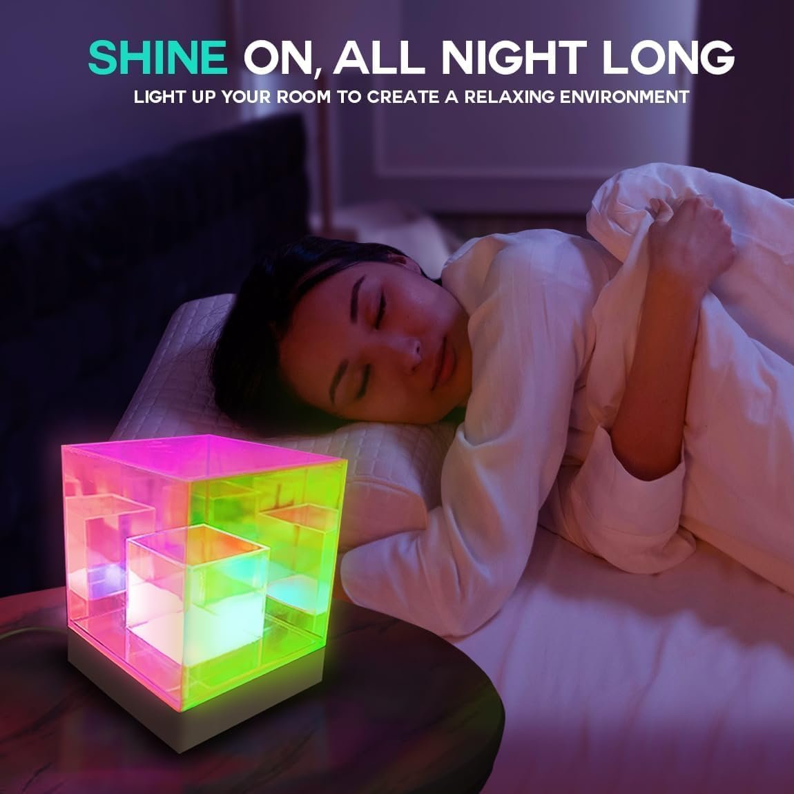 Infinity Cube Lamp ? LED Optical Illusion Light with 3D Mirror Effect, USB Powered Mood Light for Desk, Bedroom, Office & Home D?cor