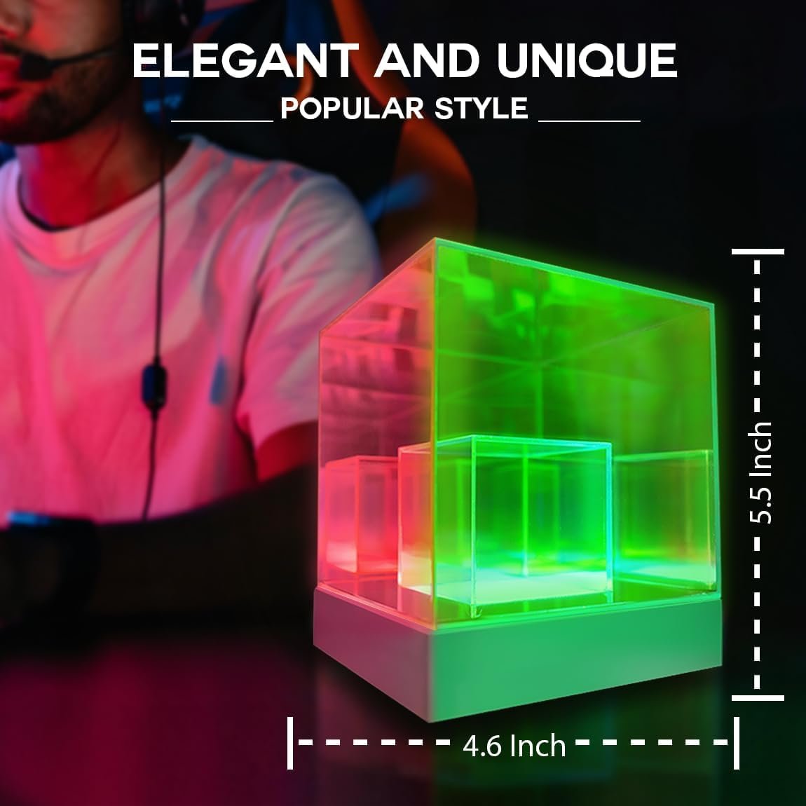 Infinity Cube Lamp ? LED Optical Illusion Light with 3D Mirror Effect, USB Powered Mood Light for Desk, Bedroom, Office & Home D?cor