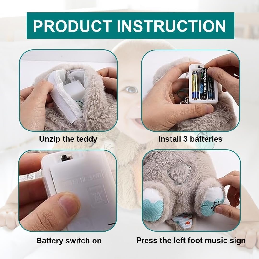 Breathing Teddy Bear Plush Toy ? Soft Sleep Companion with Simulated Breathing Motion, Calming Stuffed Animal for Babies, Kids & Anxiety Relief