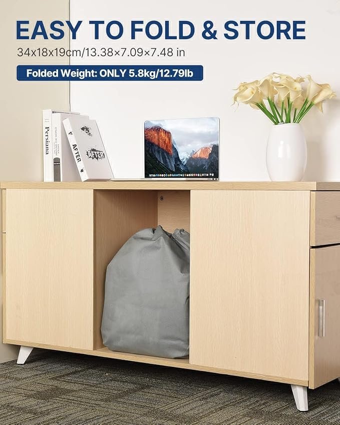 Air Mattress with Built-in Pump ? Queen Size Inflatable Bed with Fast Self-Inflation, Waterproof Flocked Top, Portable Blow-Up Mattress for Home, Camping & Guests