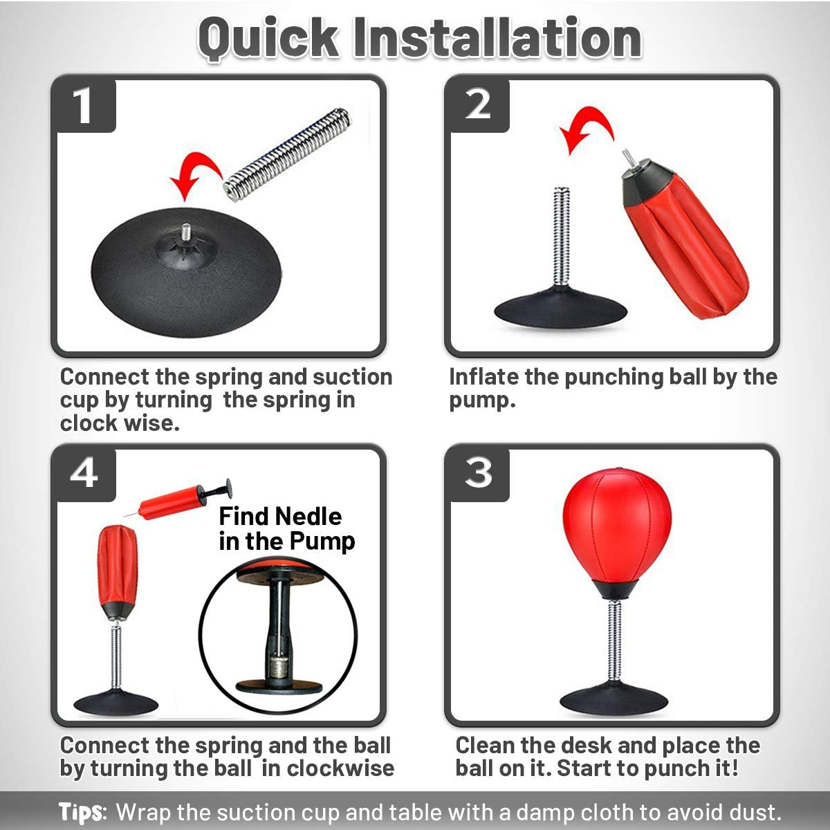 Desktop Punching Ball ? Stress Relief Speed Bag with Suction Base, Mini Boxing Ball for Office Desk, Workouts & Focus Boosting