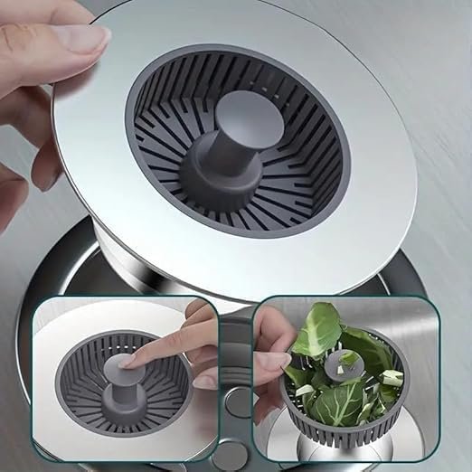 3 in 1 Kitchen Sink Drain Strainer Stopper ? Silicone Sink Filter, Hair Catcher & Plug, Anti-Clog Drain Cover for Kitchen, Bathroom, and Laundry Use