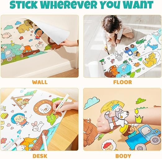 Drawing Roll (30?300 cm) ? Extra Long Art Paper Roll for Kids & Artists, White Blank Sketch Roll for Painting, Coloring, Crafts & School Projects