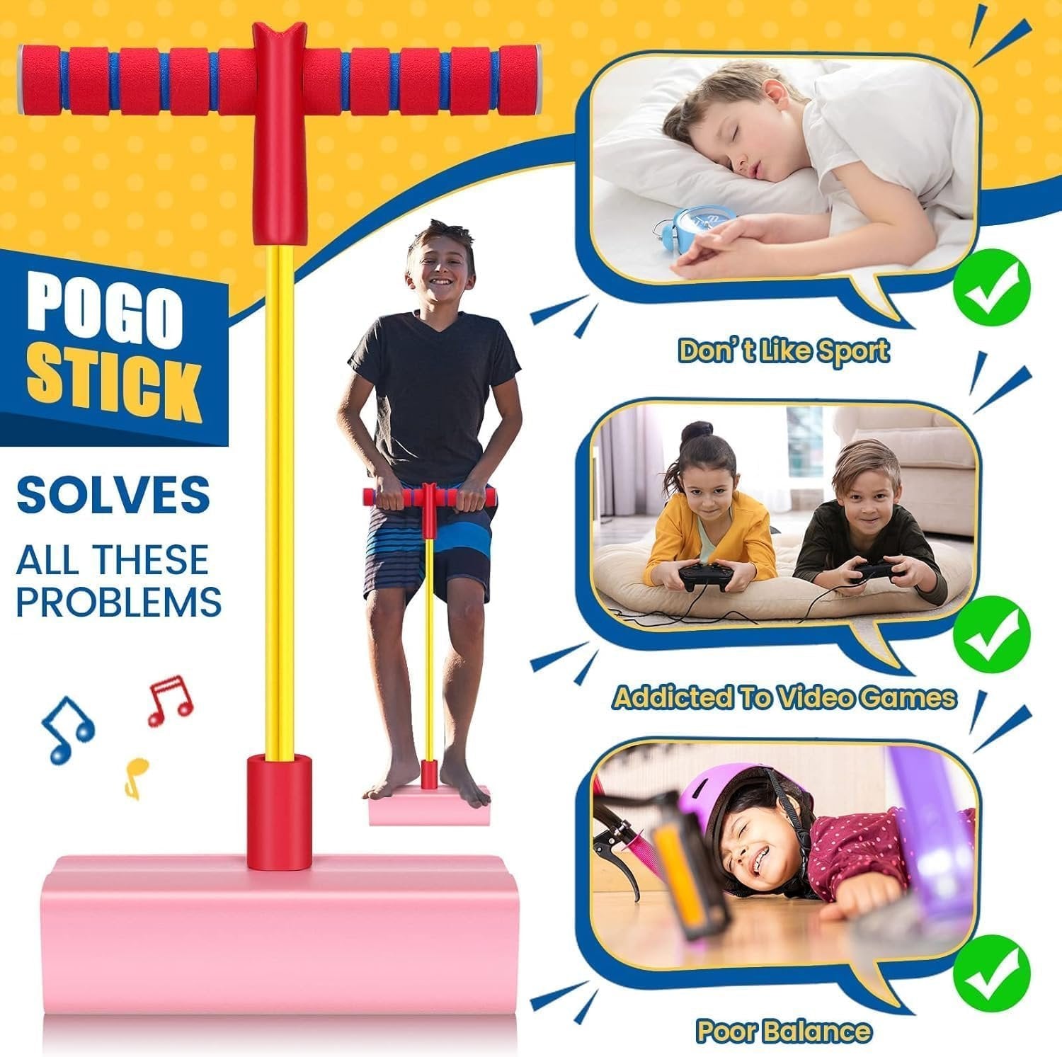 Pogo Jumper for Kids ? Foam Bouncy Jump Stick with Squeaky Sound, Safe Indoor & Outdoor Fun Exercise Toy for Boys & Girls (Ages 3+)