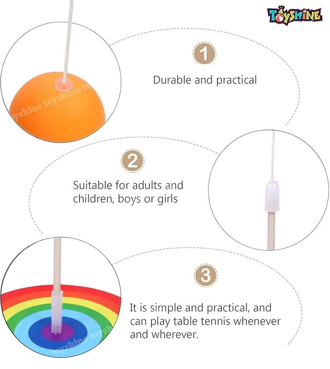 Ping Pong Table Tennis Trainer ? Solo Training Set with Elastic Rod & Base, Portable Practice Tool for Kids & Adults, Indoor Outdoor Ping Pong Rebounder