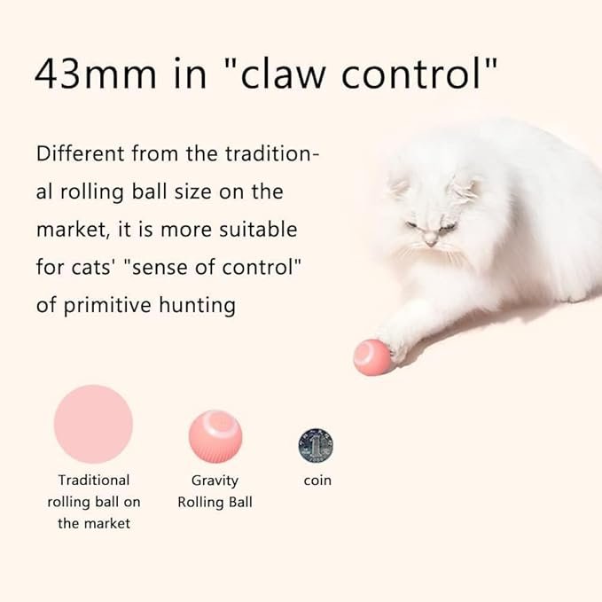 Pet Teasing Ball ? Interactive Automatic Rolling Ball Toy for Dogs & Cats, USB Rechargeable Smart Ball with LED Light for Indoor Play & Exercise