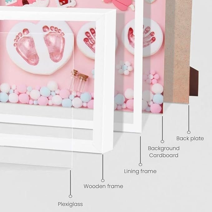 Baby Hand & Footprint Clay Kit ? Non-Toxic Keepsake Frame with Soft Air-Dry Clay for Newborn Handprint & Footprint | Memory Gift for Baby Shower, Mom & Dad