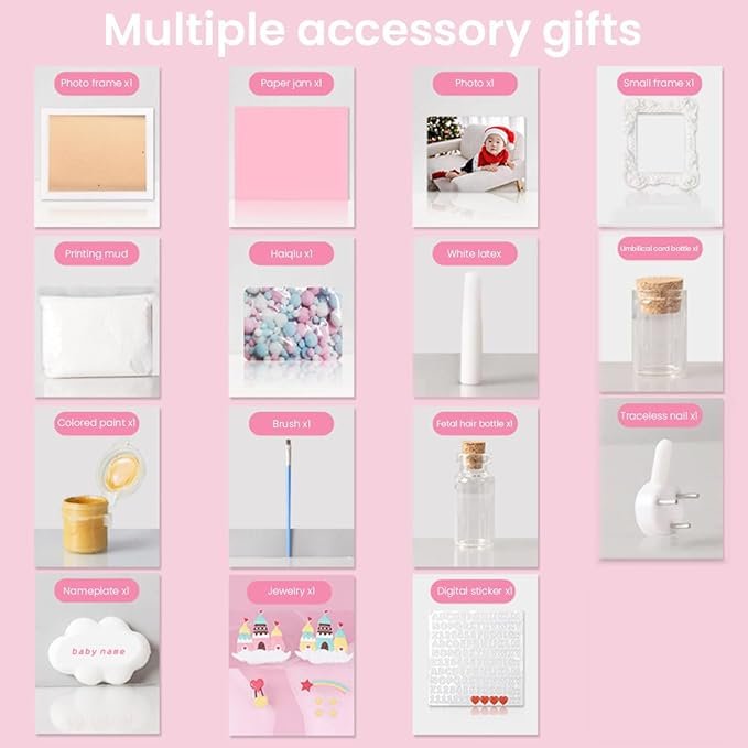 Baby Hand & Footprint Clay Kit ? Non-Toxic Keepsake Frame with Soft Air-Dry Clay for Newborn Handprint & Footprint | Memory Gift for Baby Shower, Mom & Dad