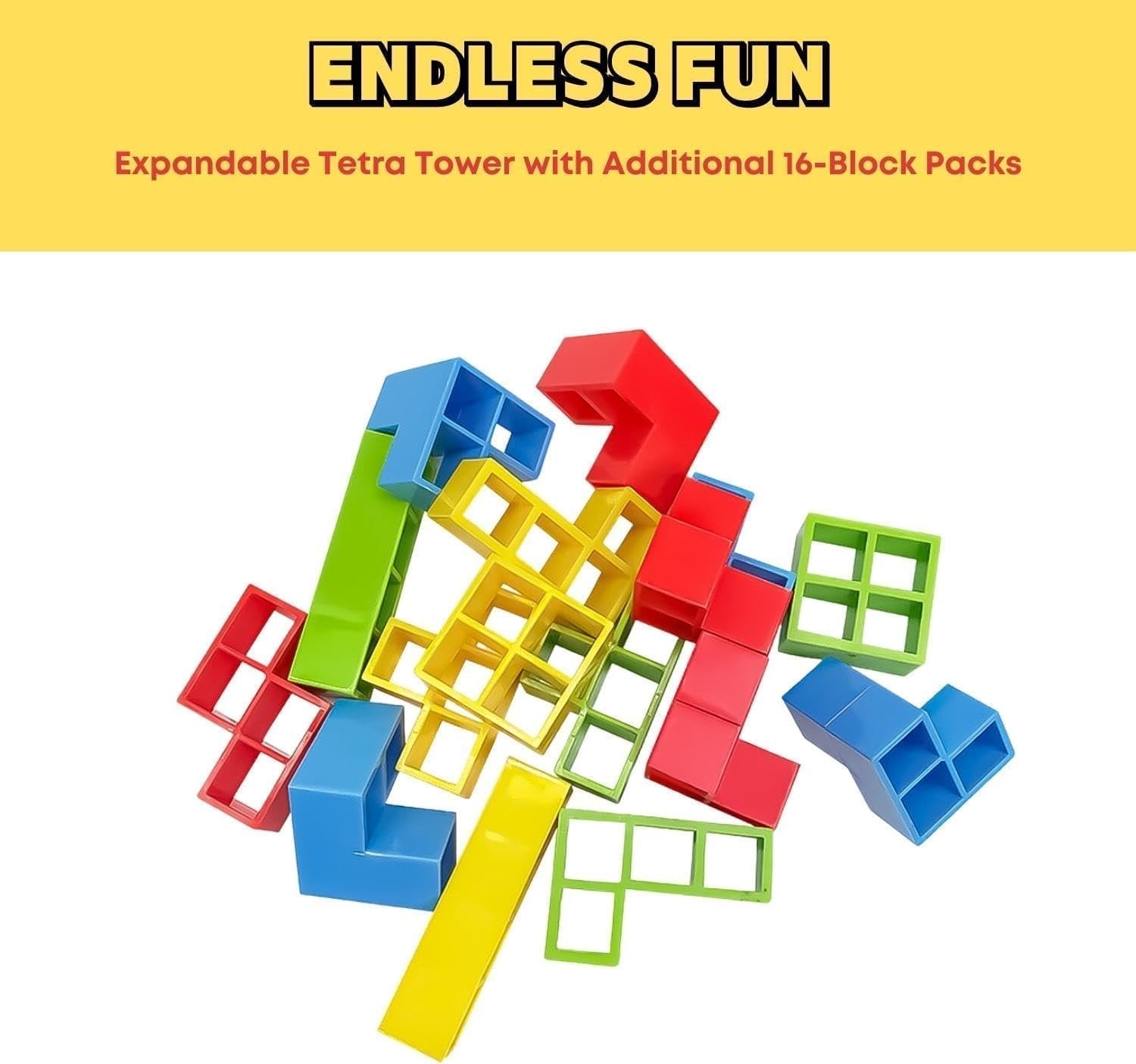 Tetra Tower Game ? 3D Balancing Building Blocks Stacking Game for Kids & Adults | Family Strategy Game for Hand-Eye Coordination & Party Fun