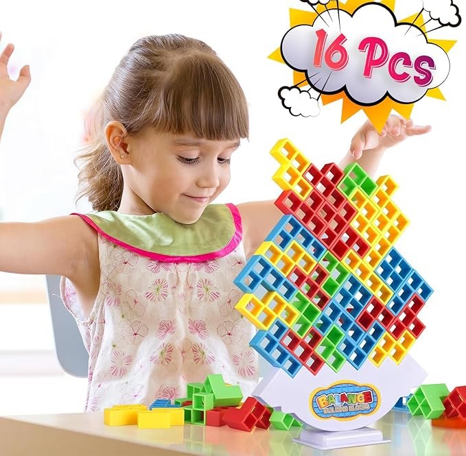 Tetra Tower Game ? 3D Balancing Building Blocks Stacking Game for Kids & Adults | Family Strategy Game for Hand-Eye Coordination & Party Fun