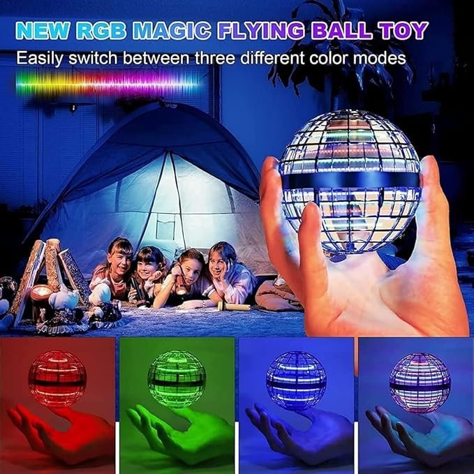 Flying Orb Ball ? Round Shape Hand-Controlled Drone Toy with LED Lights | USB Rechargeable, 360? Rotating Hover Ball for Kids & Adults, Indoor/Outdoor Fun
