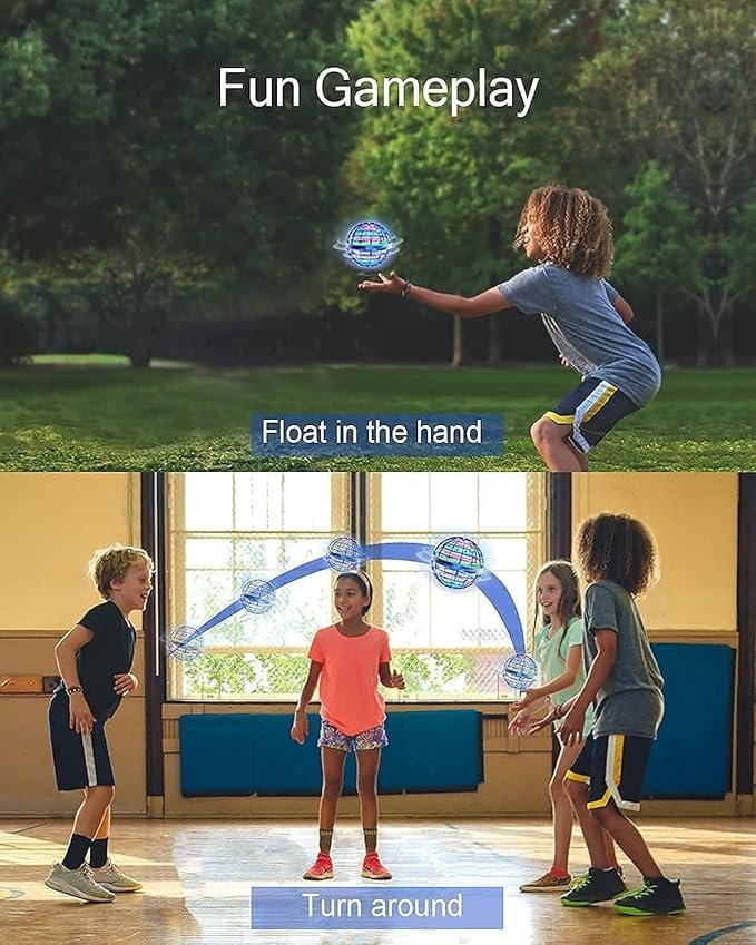 Flying Orb Ball ? Round Shape Hand-Controlled Drone Toy with LED Lights | USB Rechargeable, 360? Rotating Hover Ball for Kids & Adults, Indoor/Outdoor Fun