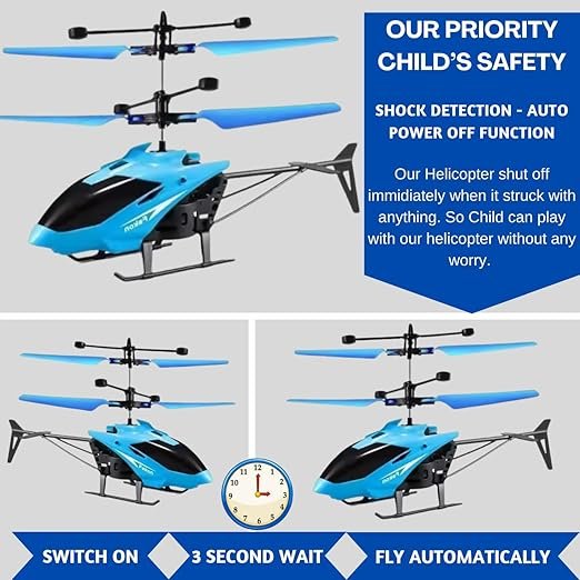 Flying Helicopter Toy with LED Lights ? Infrared Sensor Induction Aircraft for Kids | USB Rechargeable, Hand-Controlled, Auto Take-Off Hover Drone Toy