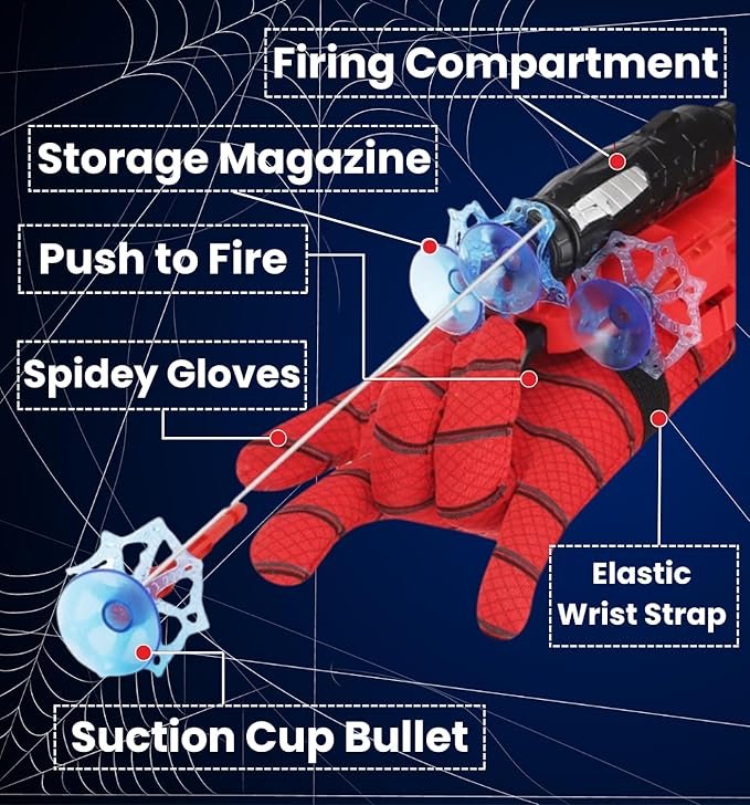 Kids Spider Web Shooters Toy ? Superhero Roleplay Wrist Launcher with Refill Cans | Adjustable Strap for Boys & Girls | Fun Outdoor & Indoor Action Toy