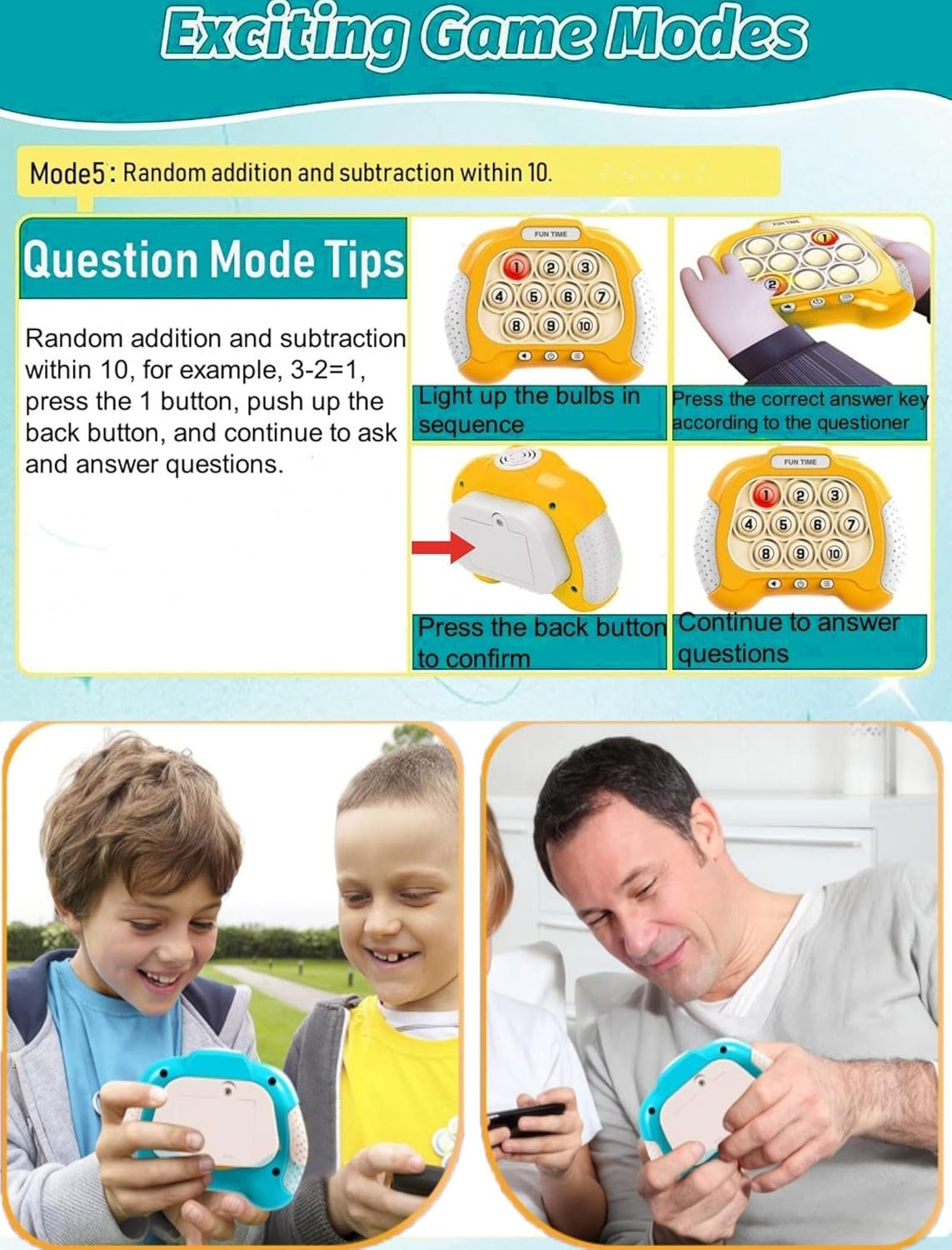 Puzzle Pop Light Up Game ? Electronic Pattern Popping Fidget Toy with LED Lights, 3 Game Modes | Sensory Travel Puzzle for Kids & Adults