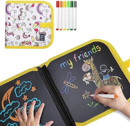 Reusable Kids Erasable Doodle Book Set ? 3 Magic Water-Draw Coloring Boards with Pen | Eco-Friendly, Mess-Free Travel & Learning Toy for Toddlers & Preschoolers