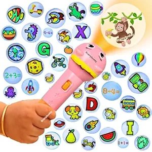 Mini Slide Projector Torch for Kids ? Educational Flashlight Toy with 3 Image Slides | Animal & Space Projection Torch Light for Learning & Fun