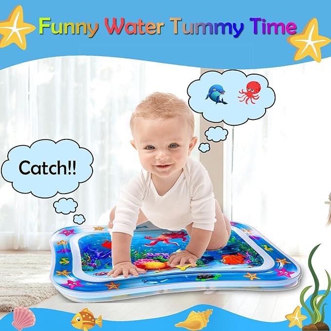 Baby Water Play Mat | Inflatable Tummy Time Mat for Infants & Toddlers | Leak-Proof Sensory Toy with Colorful Floating Animals for Early Development