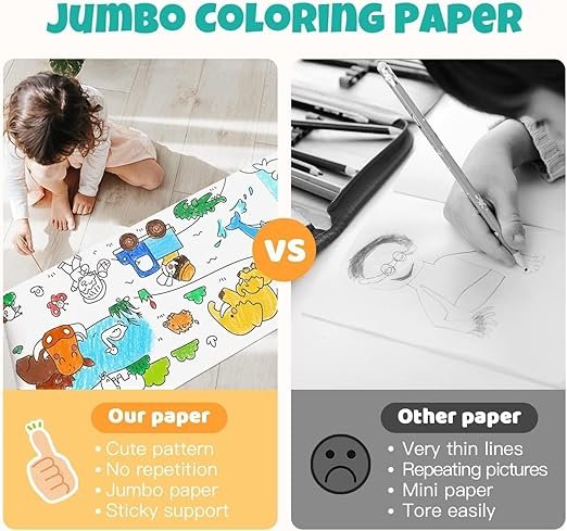 Drawing Paper Roll for Kids ? 12 Inch Wide White Art Paper Roll for Painting, Coloring, and Crafts ? 100 Feet Long Roll for Easel, Wall, and Table Use