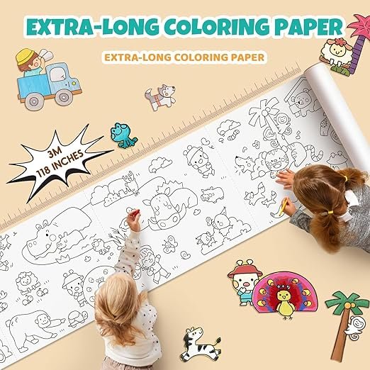 Drawing Paper Roll for Kids ? 12 Inch Wide White Art Paper Roll for Painting, Coloring, and Crafts ? 100 Feet Long Roll for Easel, Wall, and Table Use