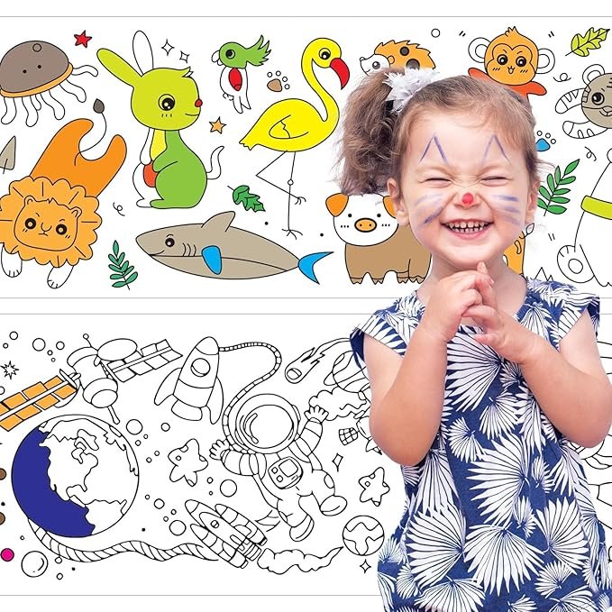 Drawing Paper Roll for Kids ? 12 Inch Wide White Art Paper Roll for Painting, Coloring, and Crafts ? 100 Feet Long Roll for Easel, Wall, and Table Use