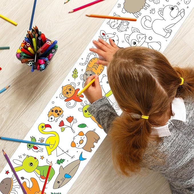 Drawing Paper Roll for Kids ? 12 Inch Wide White Art Paper Roll for Painting, Coloring, and Crafts ? 100 Feet Long Roll for Easel, Wall, and Table Use