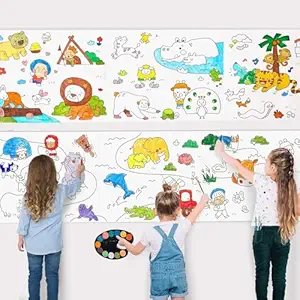 Drawing Paper Roll for Kids ? 12 Inch Wide White Art Paper Roll for Painting, Coloring, and Crafts ? 100 Feet Long Roll for Easel, Wall, and Table Use