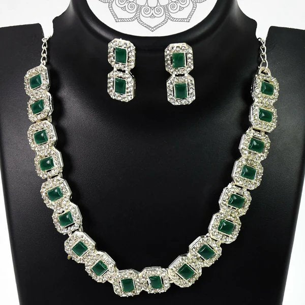 Yellow American Diamond Studded Jewellery Necklace Set ? Bright and Beautiful Jewelry for Women