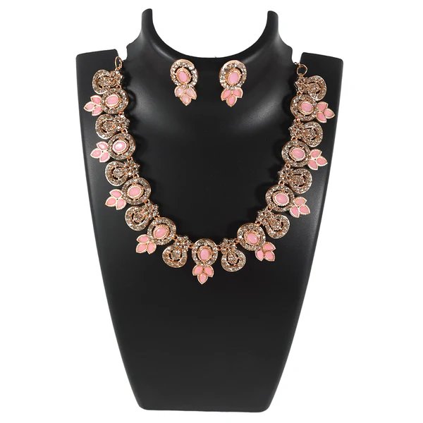 Pink & White Diamond Necklace Set ? Elegant Jewelry with Feminine Colors for Women