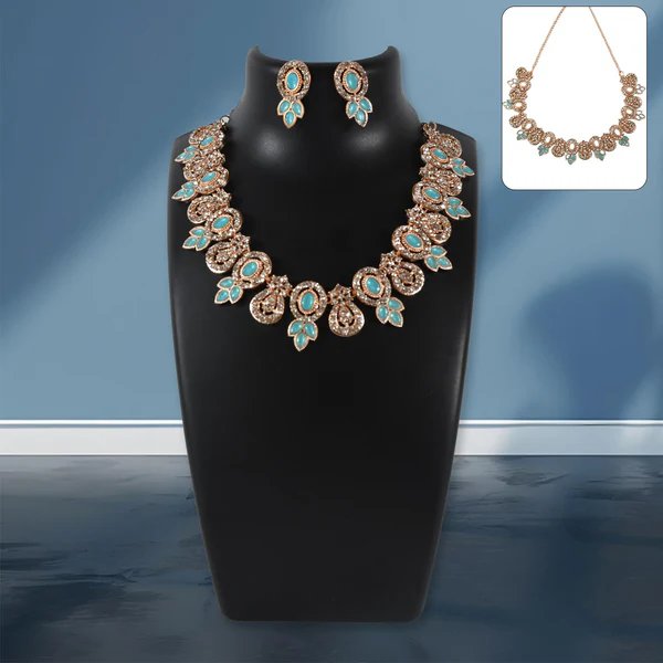 Sky Blue and White Diamond Necklace Set ? Stunning Jewelry for Women