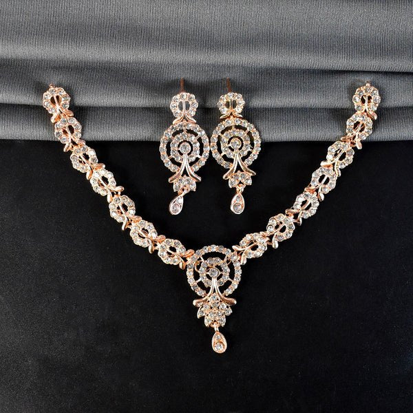 White Diamond Necklace with Earring Set ? Classic Sparkling Jewelry for Women, Perfect for Weddings & Parties