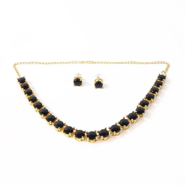 American Diamond Elegant Gold Plated Necklace Set ? Stunning Jewelry for Women, Ideal for Parties & Celebrations