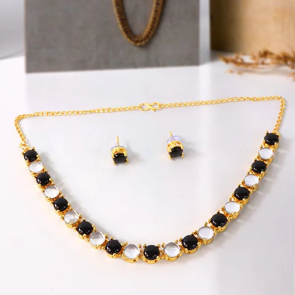 Stylish Fancy Party Wear Gold Plated Jewellery Set for Women ? Elegant Necklace & Earrings for Celebrations