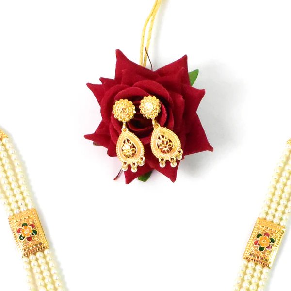 Timeless Moti Necklace and Earring Set ? Pure Pearl Perfection for Elegant Women, Ideal Gift for Weddings & Celebrations