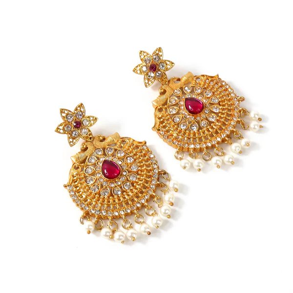 Traditional Gold Plated Chandbali Earrings Elegant Indian Design, Lightweight & Stylish Jewelry for Women