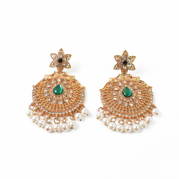 Beautiful Crafted Peacock Design American Diamond Pearl Earrings (1 Pair) Stunning Traditional Jewelry for Women, Perfect for Weddings & Occasions