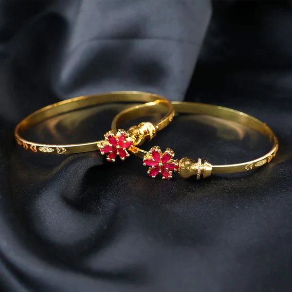 Timeless Golden Bangles (1 Pair) Classic & Elegant Gold Plated Bangles for Women, Perfect for Weddings & Special Events