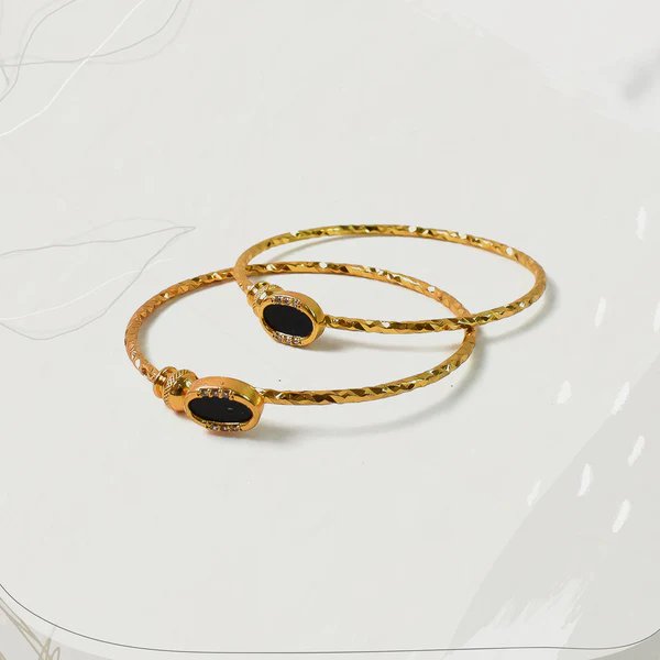 Classic Golden Bangles (1 Pair) Traditional Gold Plated Bangles for Women, Perfect for Weddings, Festivals & Gifts