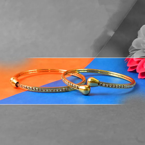 Premium Golden Bangles (1 Pair) Luxurious Gold Plated Bangles for Women, Ideal for Weddings & Special Celebrations