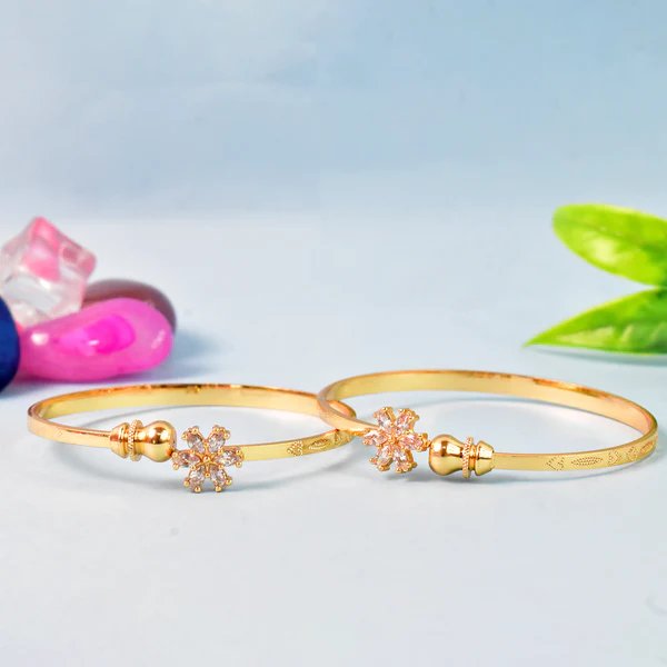 Elegant Golden Bangles (1 Pair) Stylish Gold Plated Bangles for Women, Perfect for Traditional Wear & Festive Occasions