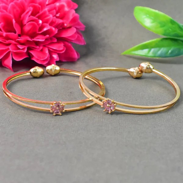 Stylish Golden Bangles (1 Pair) Trendy Gold Plated Bangles for Women, Ideal for Daily Wear & Special Occasions