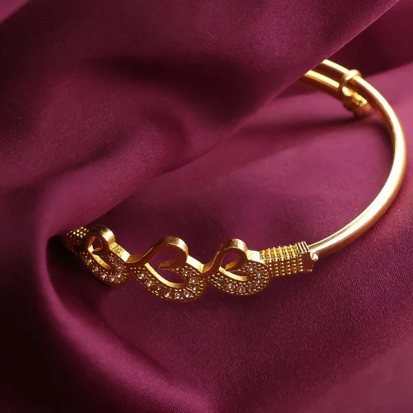 Heart Bangles with Sparkling Stone Accents Gold Plated Bangles for Women, Elegant Jewelry for Special Occasions