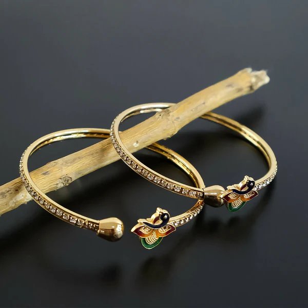 Peacock Bangles with Stones and Colorful Finish Unique Gold Plated Bangles for Women, Perfect for Weddings & Festive Wear