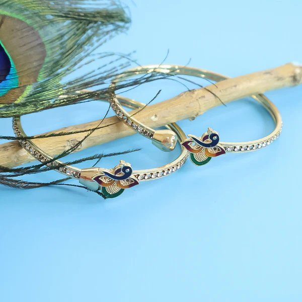 Peacock Bangles with Stones and Colorful Finish Unique Gold Plated Bangles for Women, Perfect for Weddings & Festive Wear