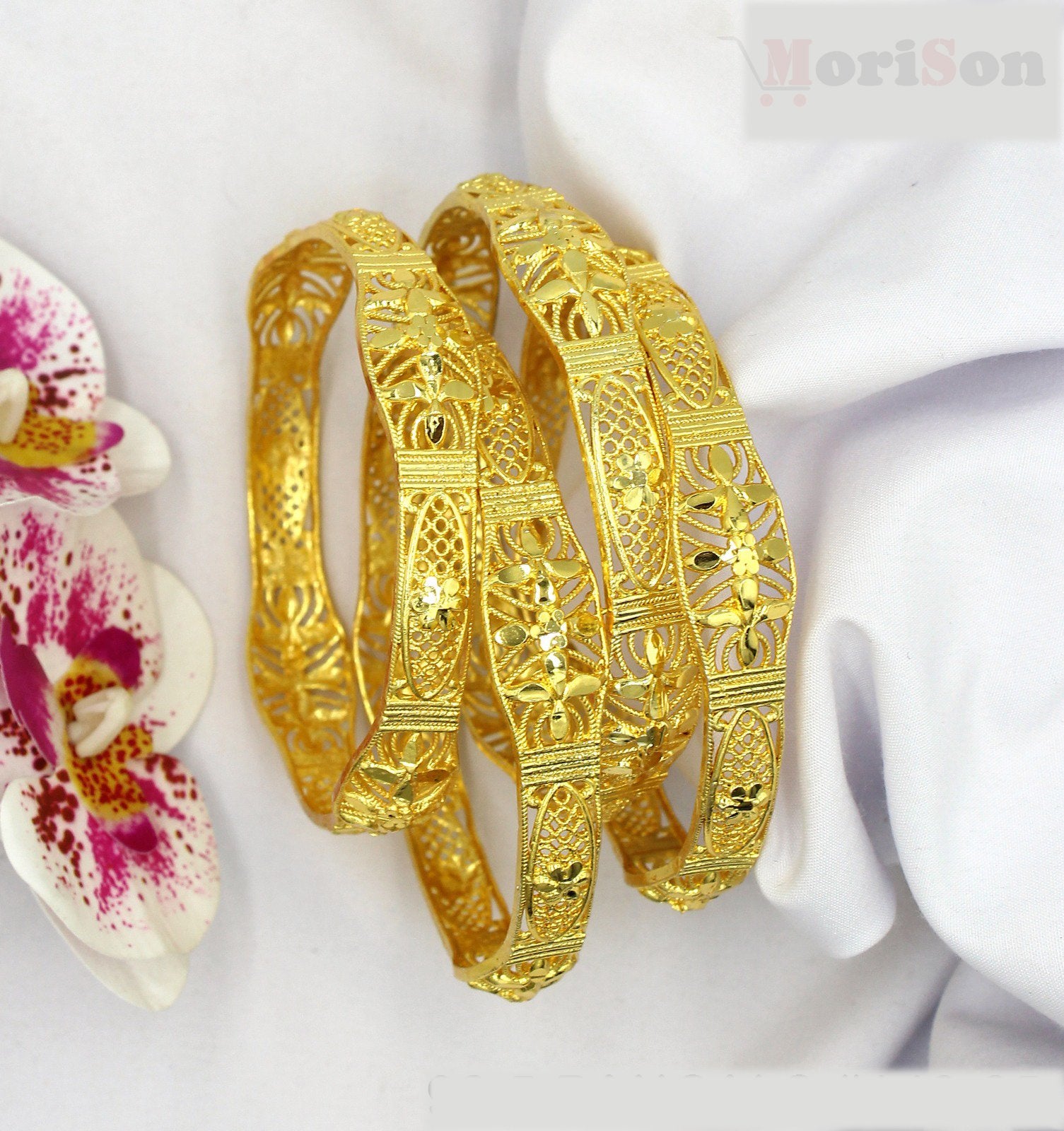 Morison Designer Gold-Plated Bangles for Women | Traditional Ethnic Jewellery | Perfect for Weddings, Parties & Festive Wear
