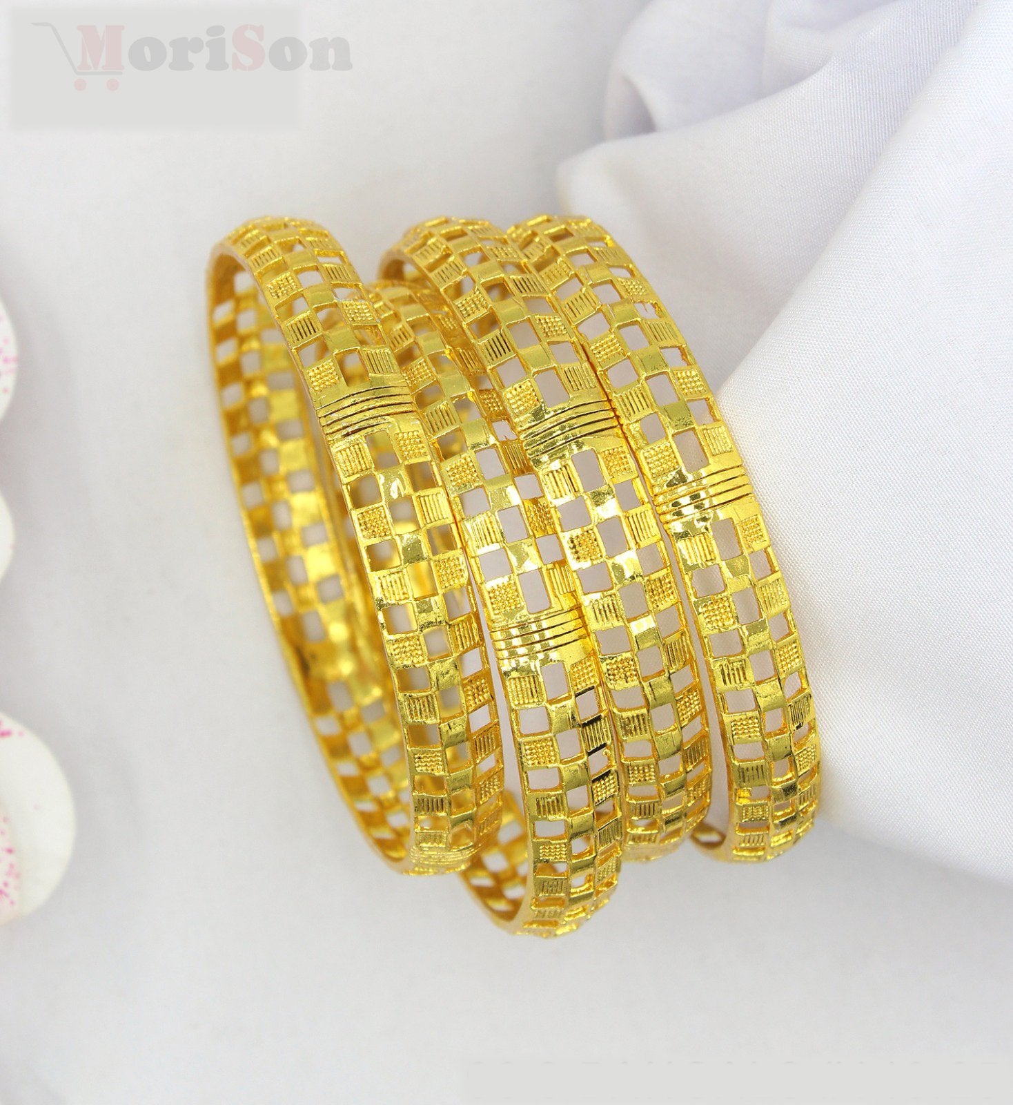 Morison Designer Gold-Plated Bangles for Women | Traditional Ethnic Jewellery | Perfect for Weddings, Parties & Festive Wear