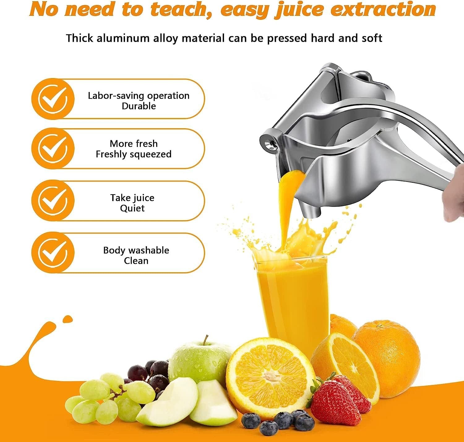 Durable Aluminum Juicer - Heavy-Duty Citrus Press for Fresh Juice Extraction
