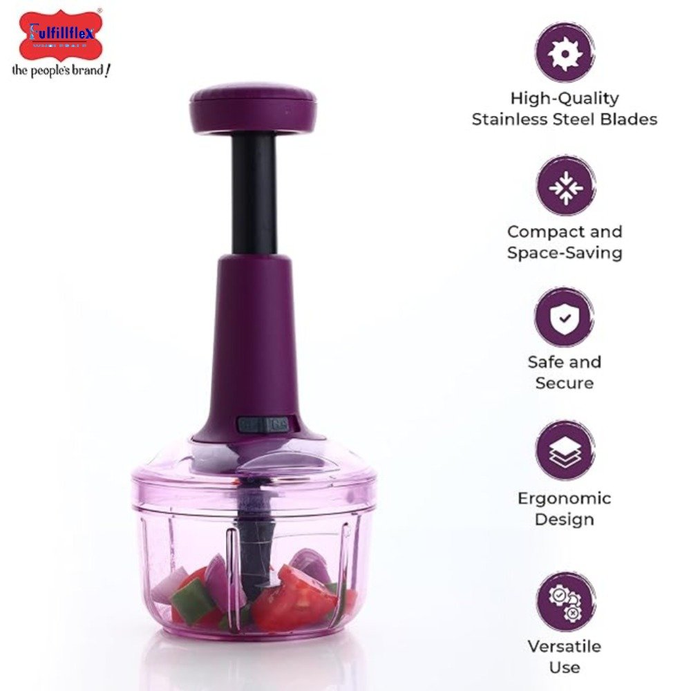 650ml Round Push Chopper - Compact Manual Food Processor for Quick Chopping